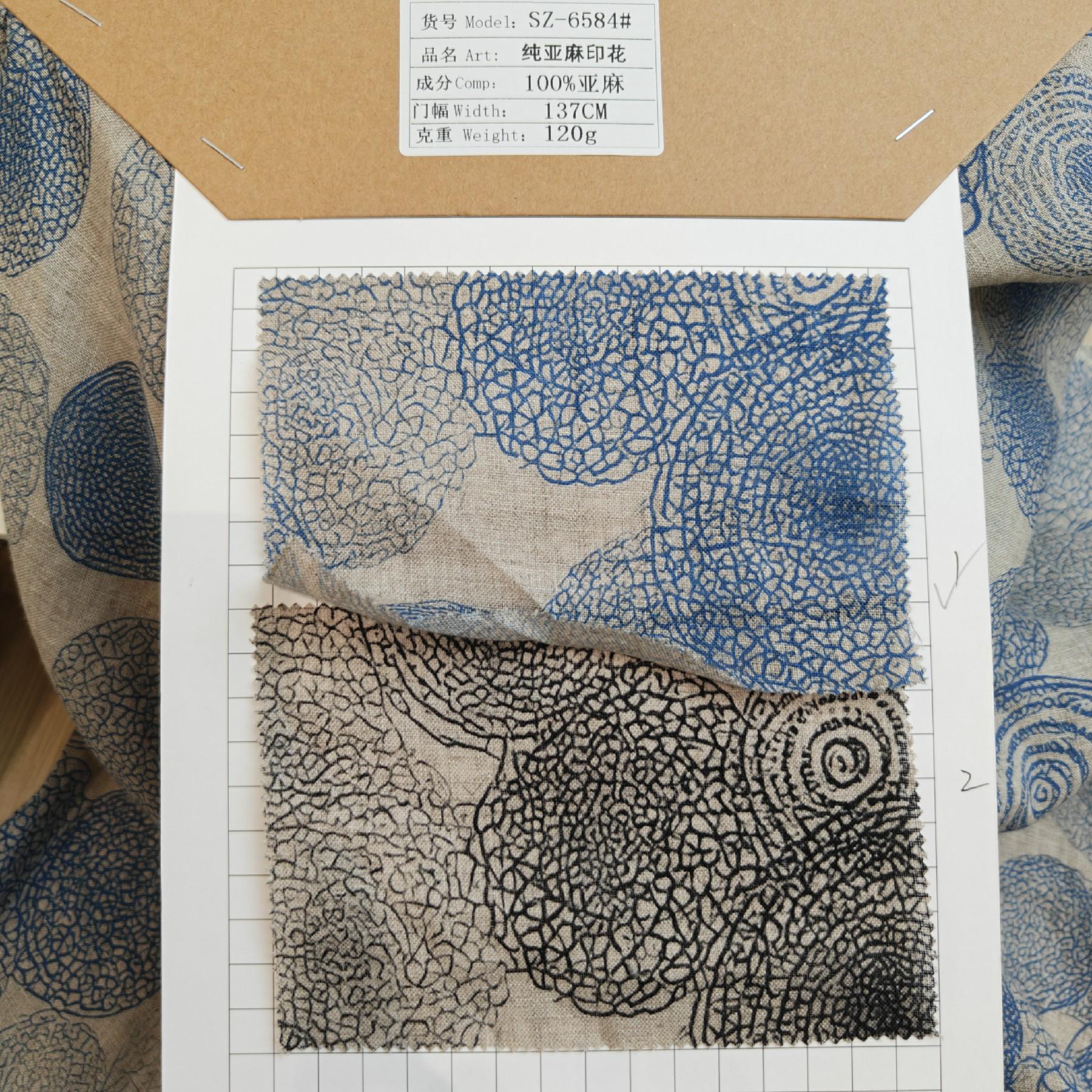 High Quality Natural Pure Linen Printed Fabric Lightweight 120gsm 137cm Flowy Silky Stone Washed Linen Fabric for Clothing Pants