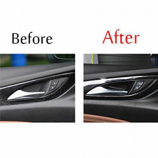 For Buick Regal 2018-2020 Carbon Fiber Inner Door Handle Lock Cover Trim 4PCS