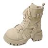 Martin Boots Women's New Versatile Splicing Cloth Thick-soled Muffin Straps Recreational Locomotive Boots Small Short Boots