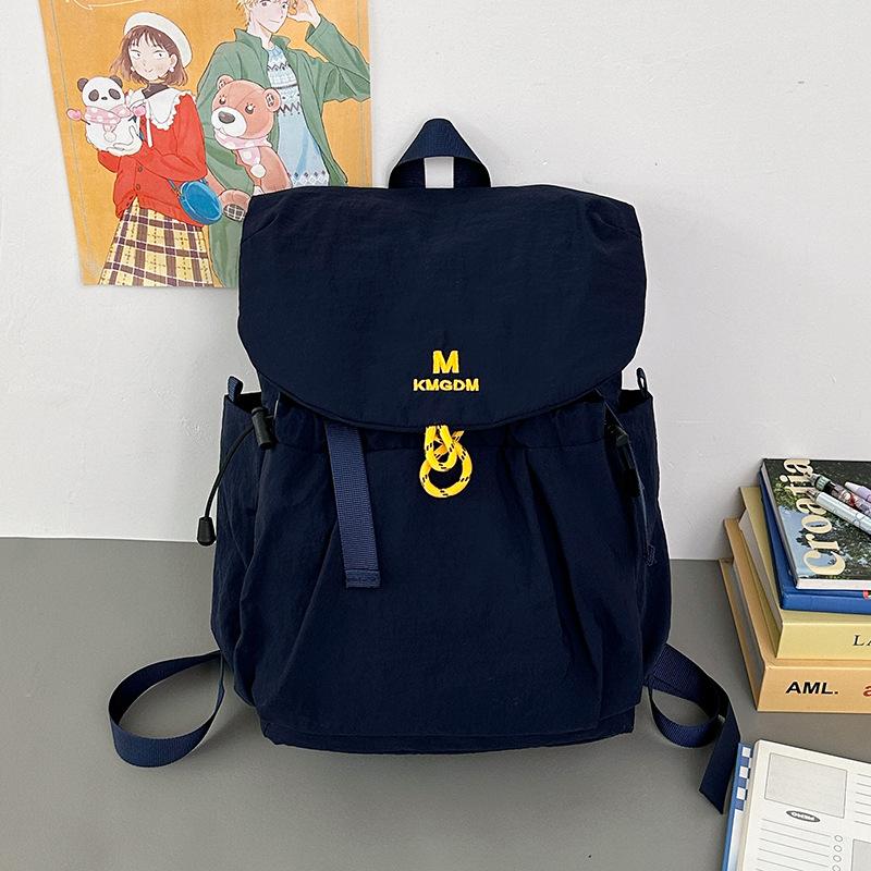 Drawstring Backpack Travel Contrast Backpack Lightweight Nylon Schoolbag