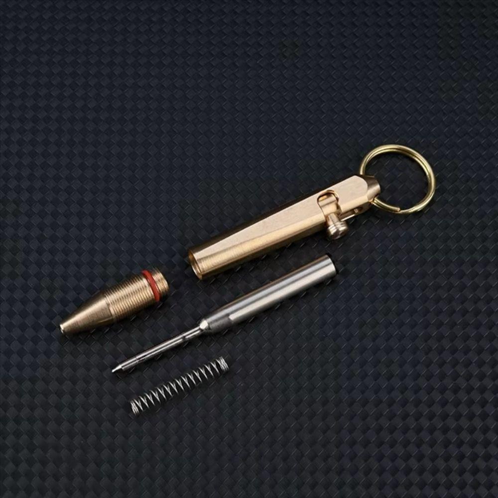 All-Metal Mini Brass Pen Cylindrical Neutral Ballpoint Pen Travel Pocket Pen School Supplies