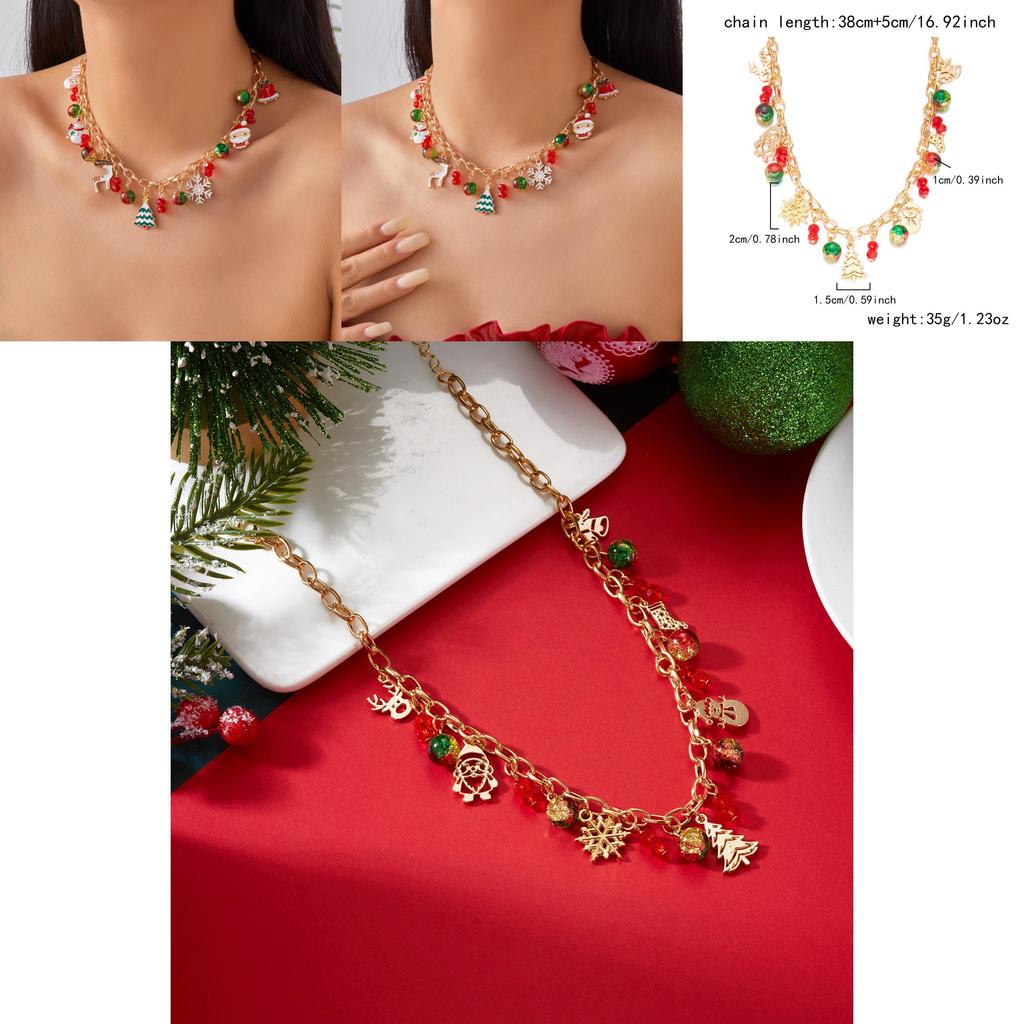 Festive Reindeer Charm Necklace With Electroplated Alloy For Seasonal Wear