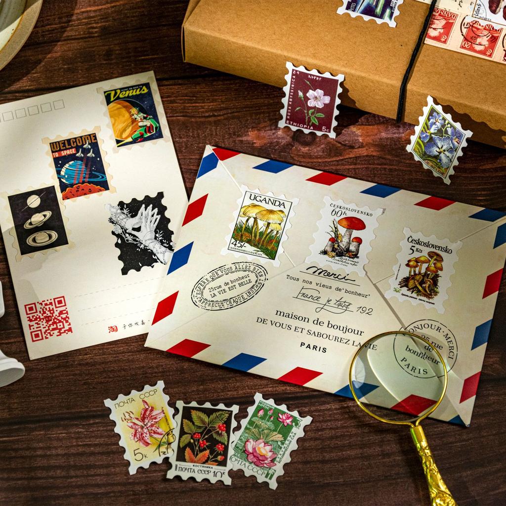 50 pcs Vintage Stamp theme Stickers pack Creativity Decorative Diary Album Scrapbooking material Craft Supplies