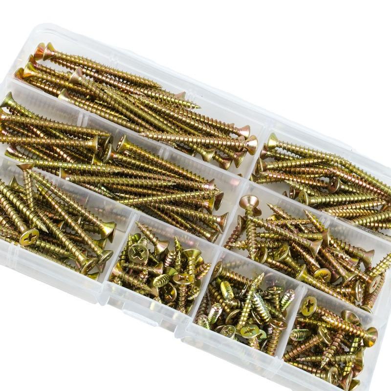 Color-Plated Zinc Wood Screws and Carpentry Nails Set