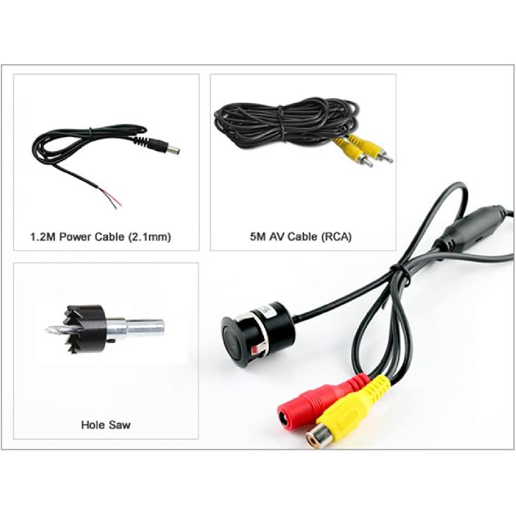 Backup Camera, Car Rear View Camera Backup Cam Bumper Hole Drilling 18mm Mount Universal Fit Parking Assistance Grid Lines