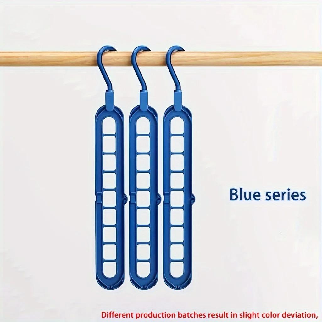 Plastic 9-Hole Foldable Hangers, Heavy Duty Space Saving Clothes Organizer Hangers for Room Closet Wardrobe Home Dor