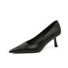 Women's Pointed Toe High Heels French Style Chunky Heel Spring White Shoes Comfortable Elegant Slip-On