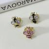 Punk Rhinestone Bee Ring Enamel Design Colorful Bee Ring Trendy Vintage Bee Ring  Casual Wear