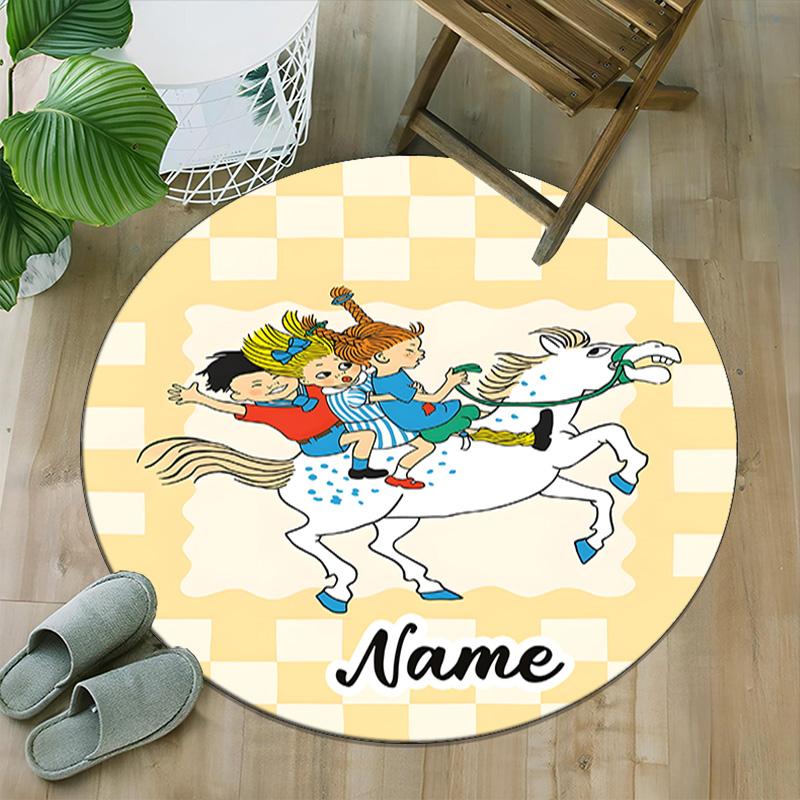 Customizable Pippi Longstocking1 Round Non-Slip Carpet - Ideal for Garden, Picnic, Office, Perfect for Decoration, Suitable For All Seasons