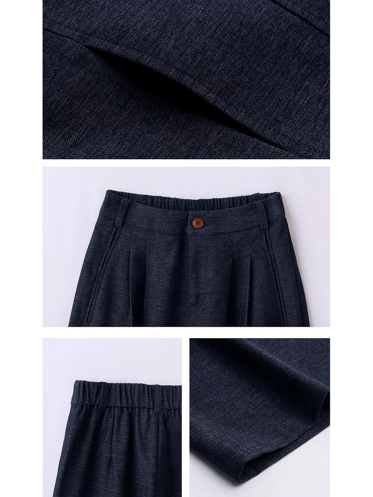 Spring 2025 Women's Fashion: Patchwork Jacket & Trousers Two-Piece Set with Tie