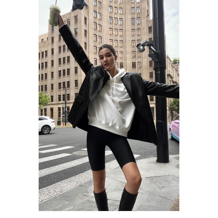 Black Long PU Leather Suit Jacket Women's Loose Spring Autumn Coat with Elegant Style Plus Size Leather Jacket