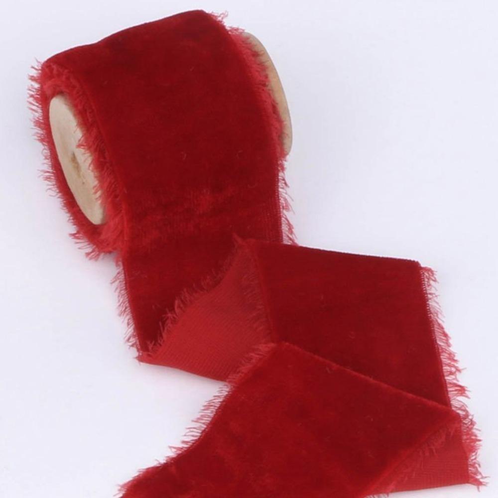 1 Meter Velvet Ribbon Velvet Thickening Ribbon Frayed Edged Ribbons Frayed Edge Gift Packing Ribbon Christmas Party Decorations