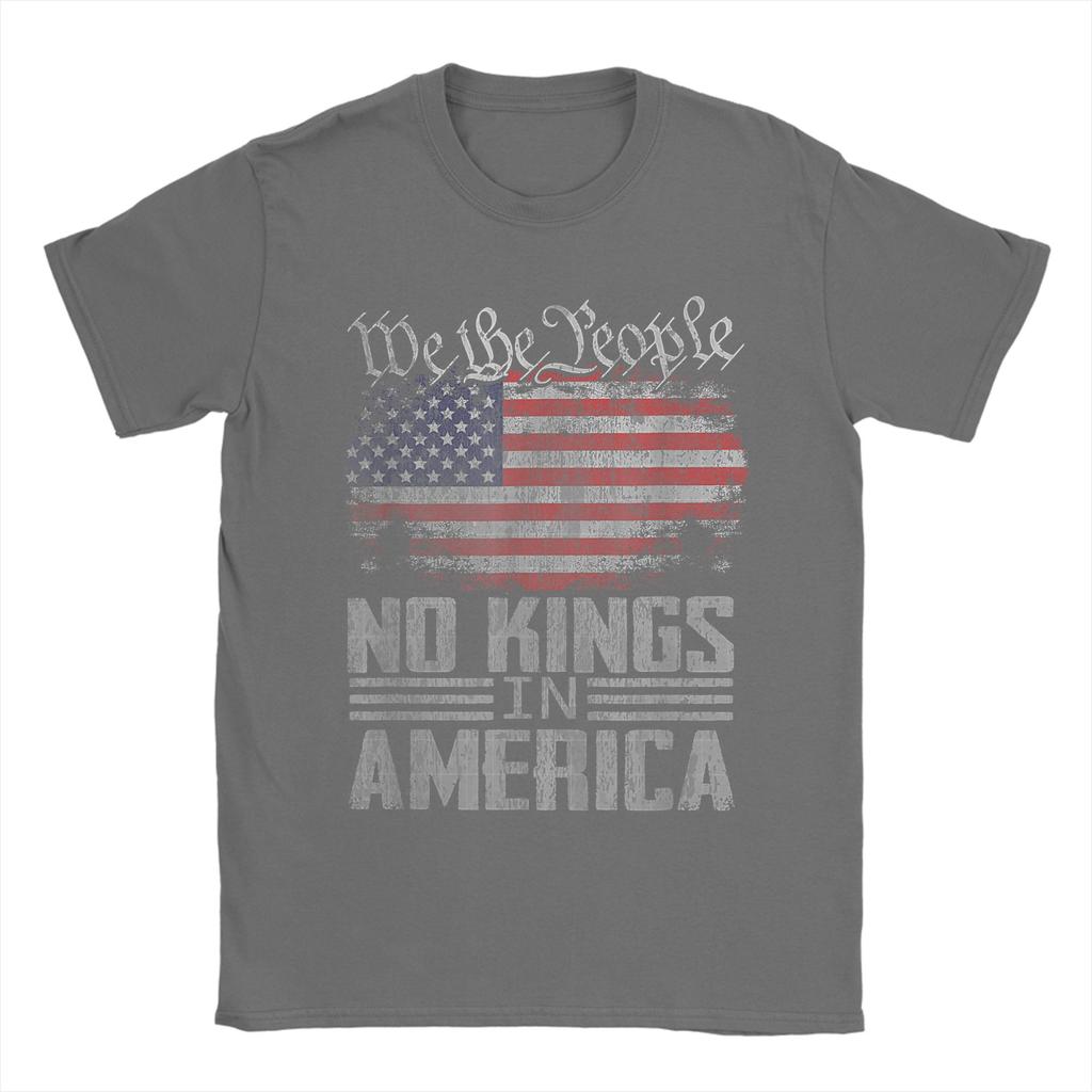 Unisex No Kings In America Us Flag T Shirts Cotton Clothing Short Sleeve Round Neck Tee Shirt Plus Size Tshirts