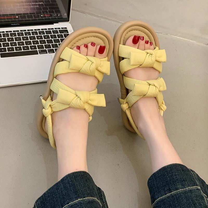 Fashion Clear Heels Female Sandal All-Match Flat Summer Shoes Woman Girls Outside Without Bow 2025 Comfort Slipper Slides  Clear Heels F