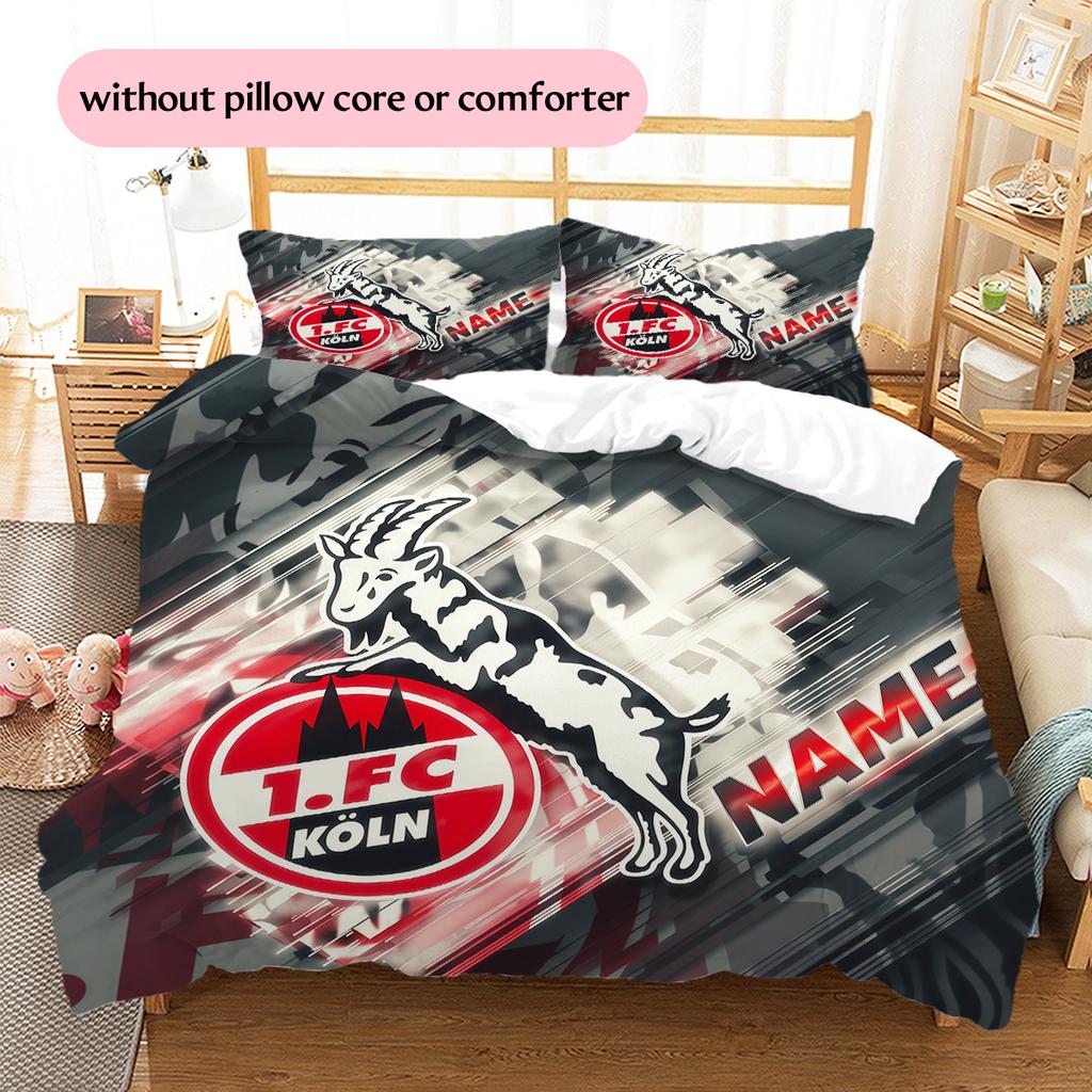 Nome Personalizzato 1. Set Copripiumino Trapuntato con Fantasia FC Köln Decorazione per la Casa Regalo (1 * copripiumino + 2 * federe senza imbottitura)