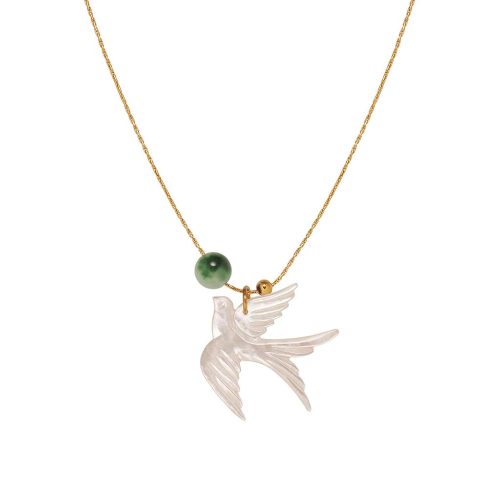 Elegant Swallow Bead Necklace New Chinese Style Clavicle Chain User Friendly Alloy Resin Jewelry for Women Daily Wear