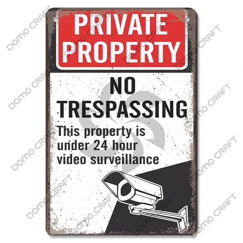 Warning CCTV Tin Signs Metal Plaque Notice  Hour Security Camera Vintage Poster Metal Plate Wall Decor for Mall Shop Bar Home