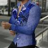 Men Collared Shirt Black Gradient Pink Cherry Blossom Star Print Long Sleeve Button Down Top
