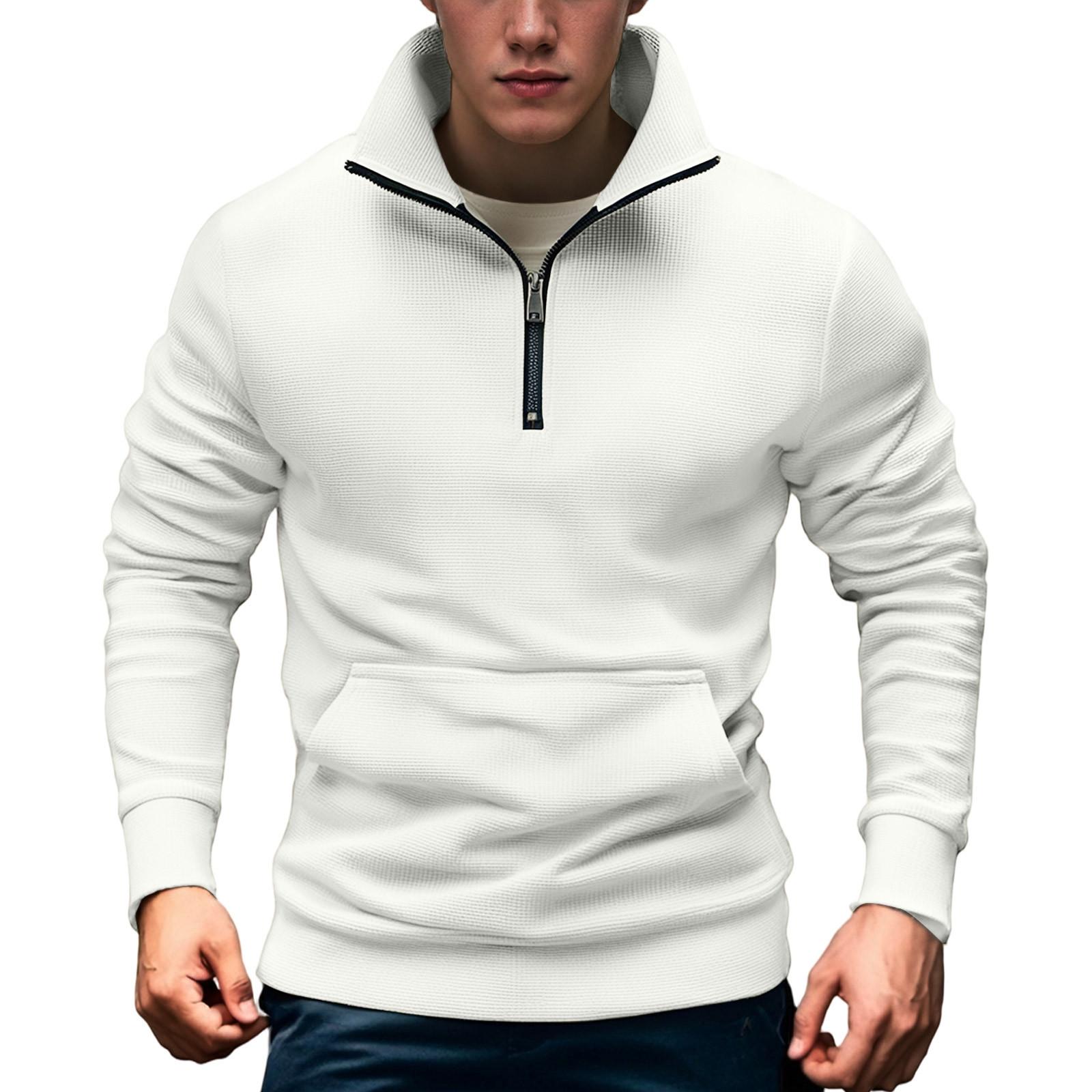 

Мужская рубашка на молнии, свободного кроя, повседневная, с длинным рукавом, модный топ XXL белый