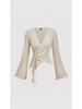 Women's Sexy V-neck Irregular Long-sleeve T-shirt - Solid Color, Autumn Collection