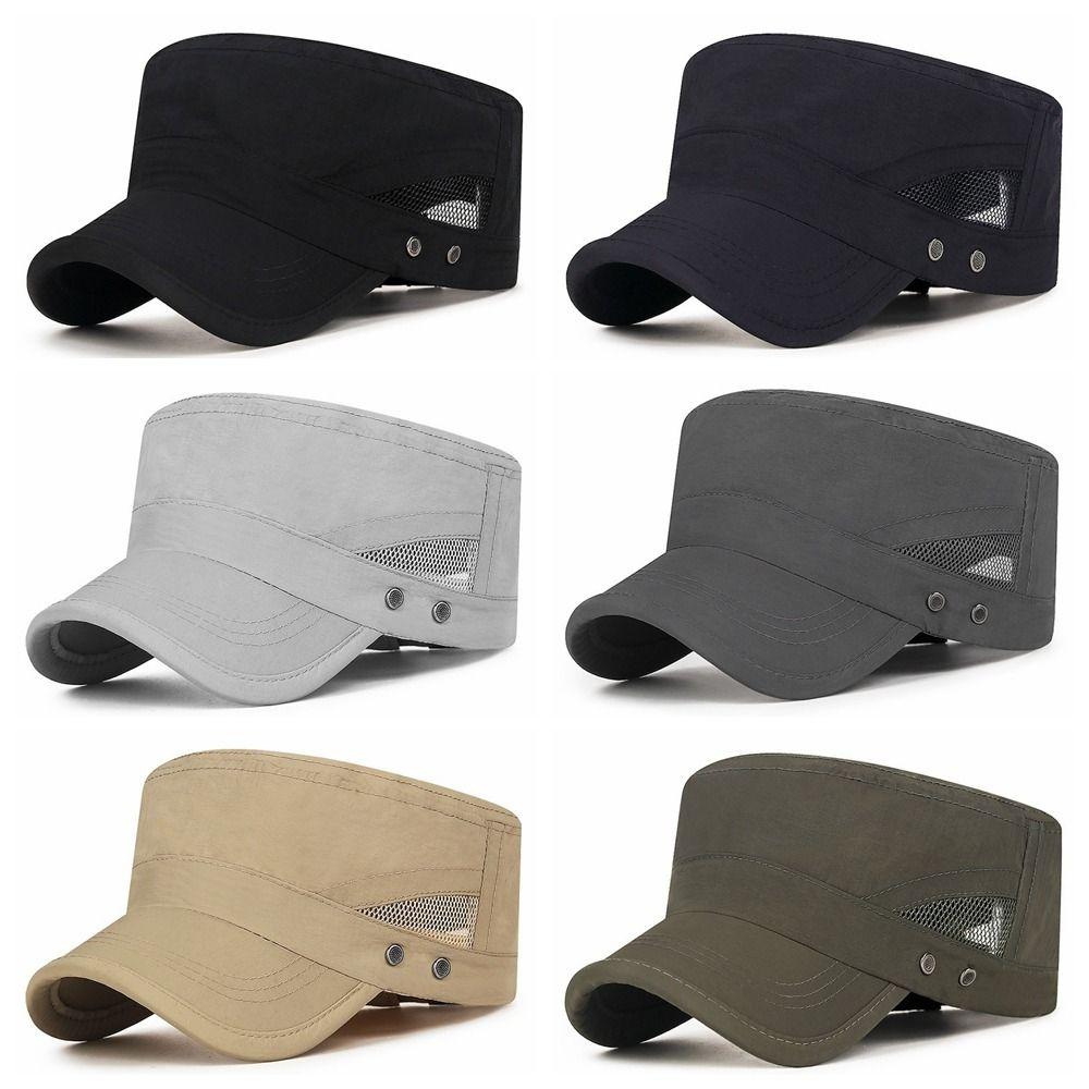 Polyester Sun Hat Breathable Summer Visor Hat New Flat Peaked Cap Men