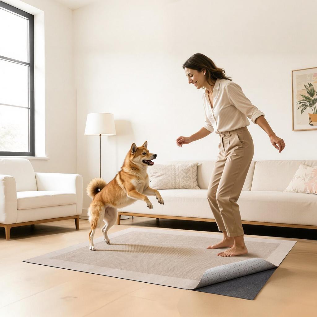 Rug Pad 2.44 x 3.05 m, Non-slip Carpet Area Pad, Rug Mat Padding with Dual Surface Felt Cushion & Rubber Gripper, Hardwood Floor Protection for All