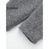 Women Fashion with Pockets Grey Front Zipper Jackets Vintage Lapel Neck Long Sleeves Female Chic Lady Outfits