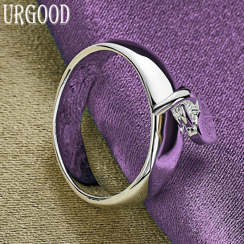 925 Sterling Silver Smooth Heart Ring Lock Ring Fashion Jewelry