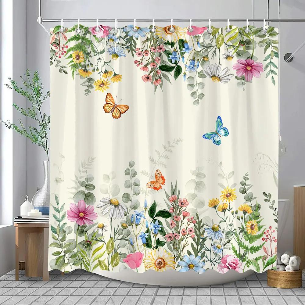 

Shower Curtain for Bathroom Waterproof Sage Green Eucalyptus Leaves Spring Watercolor Plant Shower Curtains Bathroom Decoration 90x180cm35x71in
