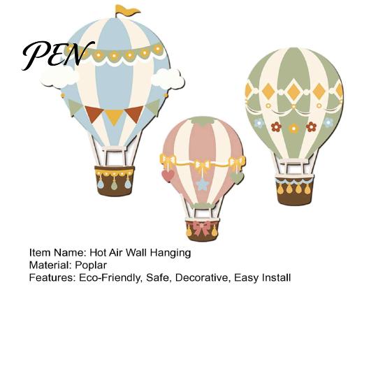 Minimalist Wooden Wall Art for Nursery 3Pcs Cute Hot Air Balloon Decor, Cloud Banner Gender Neutral Kids Playroom Decor Hanging, Background Bedroom 3D