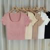 Fashion Summer Gentle Wind Round Neck Pullover Top Design Sense Double Layer Short Sleeve Knit Sweater Women Casual Essential Slim Fit Pullovers Tees