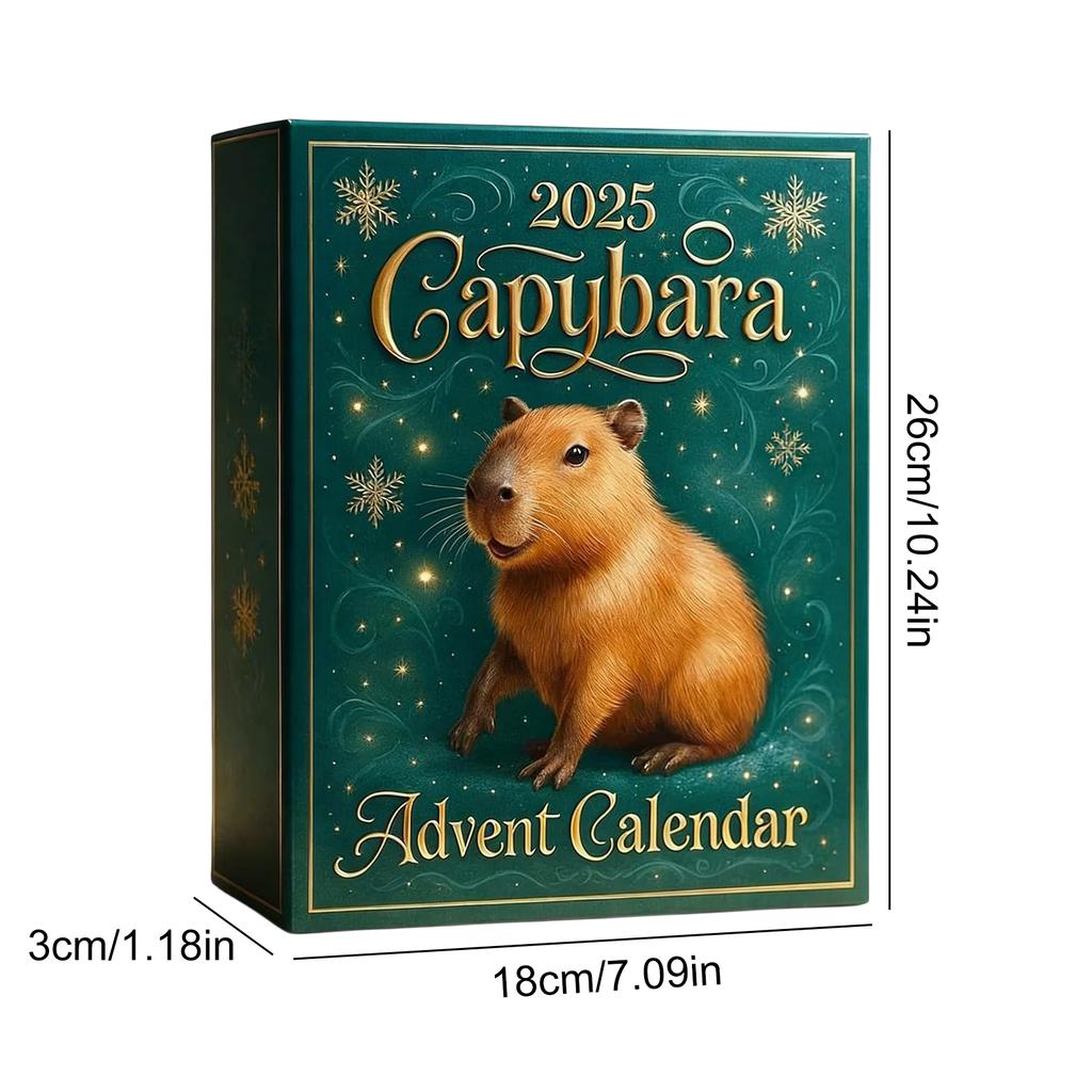 Capybara Christmas Advent Calendar with 24 2D Capybara Ornaments Advent Countdown Calendar for Christmas Tree Home Decoration