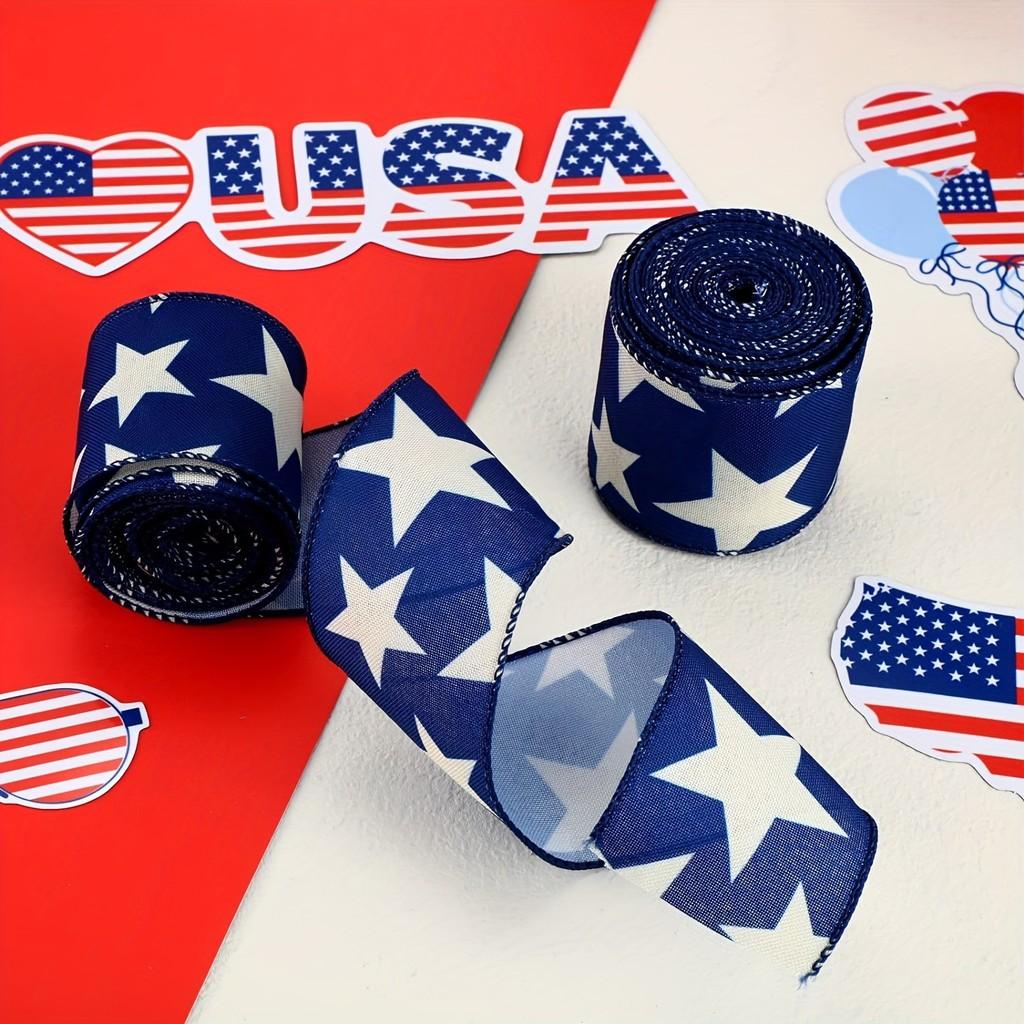 Blue Stunning And White Star Ribbon For Diy Independence Day Projects Decorative