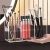 Home Office Desk Organizer Transparent Acrylic Makeup Brush Organizer, Multi-Compartment Storage Bin, Modern Desktop Lipstick Eyeliner Stand