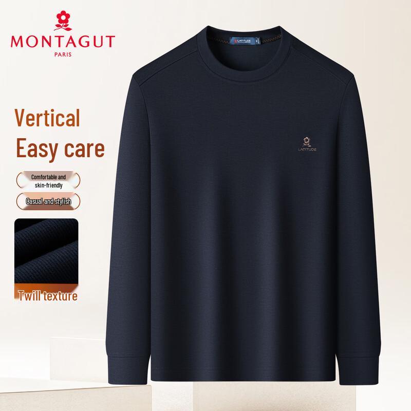 MONTAGUT Men's Twill Texture Easy-Care Long-Sleeve T-shirt