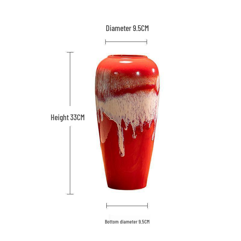 Rote Keramikvase für das Wohnzimmer – Elegantes Design für frische oder getrocknete Blumen, geeignet für kreative Hydroponik und moderne Arrangements.