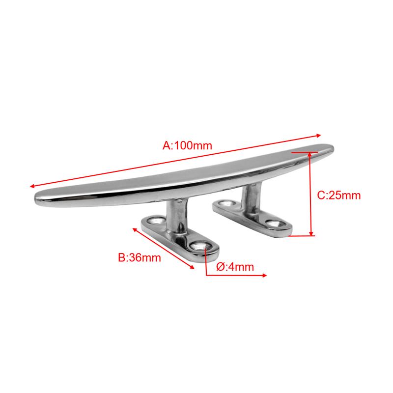 

Mooring Cleats for Boats 316 Stainless Steel Marine Dock Deck Flat Top Base Cleat Mirror Polished Boat Accessories 4 inch