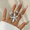 DIEZI French Style Irregular Flower Pearl Rings For Women Men Geometric Gold Silver Color Knuckle Joint Ring Jewelry  New