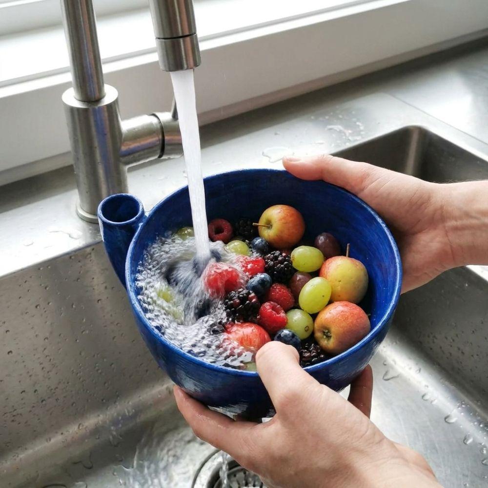 Large Capacity Automatic Fruit Washing Bowl 3D Printed Berry Strainer Basket  for Vegetable Fruits