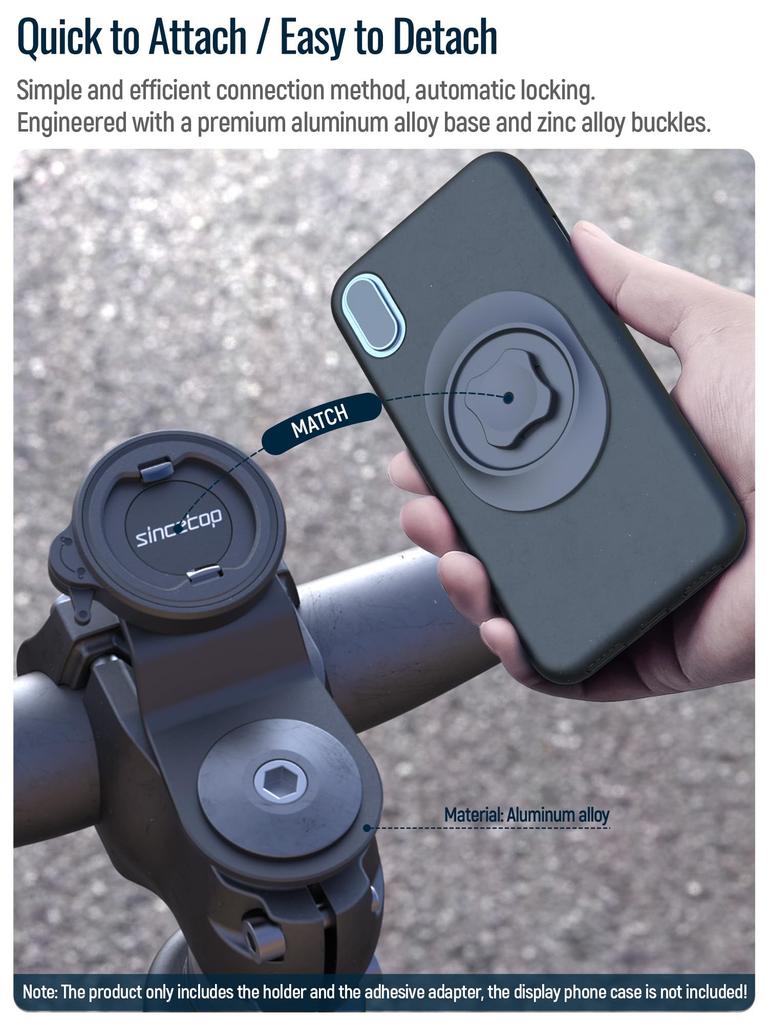 SinceTop Quick Mount Bicycle Smartphone Holder, Easy to Attach and