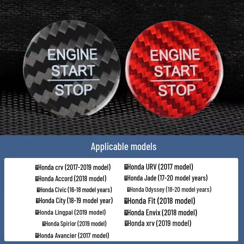 Real Carbon Fiber One-Button Start Ignition Decal for BMW, Mercedes-Benz, Volkswagen, Toyota, Nissan, Honda, Suzuki