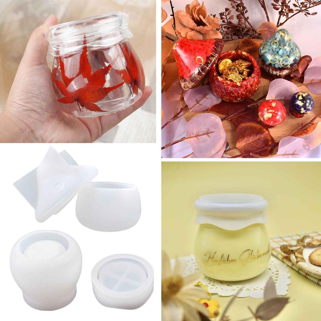 Resin Box Molds with Lids 3D Jar Silicone Mold Trinkets Storage Container Box Mold for Resin Casting Home Decoration
