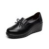 Mom shoes spring and autumn elderly leather shoes women middle and old single shoes middle heel non-slip soft sole work shoes thick sole wedge heel