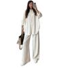 2025 Summer Slimming Short-Sleeve Button Top & Wide-Leg Pants Set