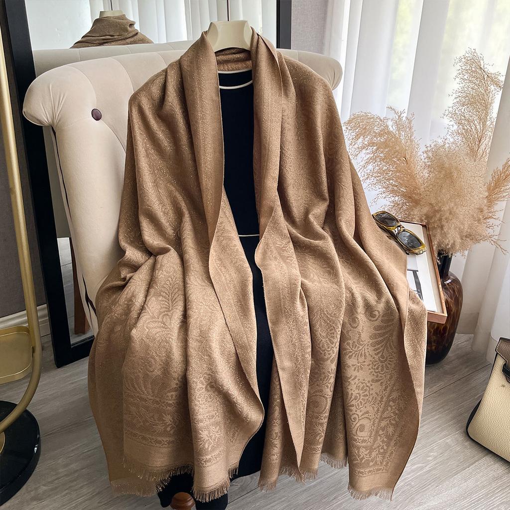 Double-Sided Commuting Warm Fashion Elegant Simple Atmosphere Imitation Cashmere Scarf Shawl Cape Female Big Name Style