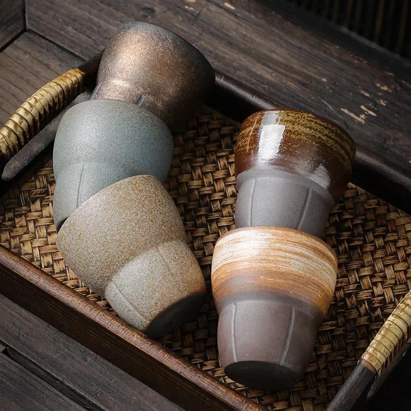 170M Japanese Style Coarse Pottery Espresso Coffee Cup Vintage Ceramic Kung Fu Tea Cup Home Breakfast Cup