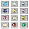 Colorful Zirconia Italian Charm Modular Links Birthstones Jewel Fit 9mm Bracelet Chain Stainless Steel Jewelry DIY Making Gifts