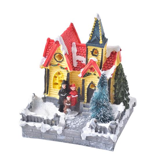 Christmas House Miniature Reusable Decorative Warm Light Energy Saving Christmas Decorations for Home Decor
