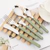 ABS Handle Rivets Decoration Cutlery Set Stainless Steels Dinner Set Green Fork Knife Spoon Western Dinnerware Kitchen Flatware