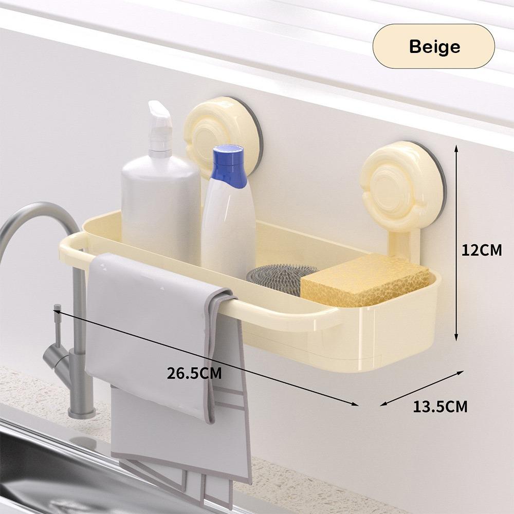 

New No Punching Kitchen Storage Rack Wall-mounted Detachable Sink Drain Basket Large Capacity Multifunctional Sponge Holder бежевый